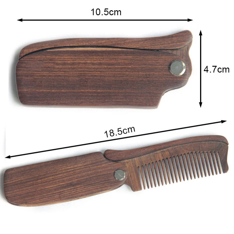 Foldable Sandalwood Beard Grooming Comb