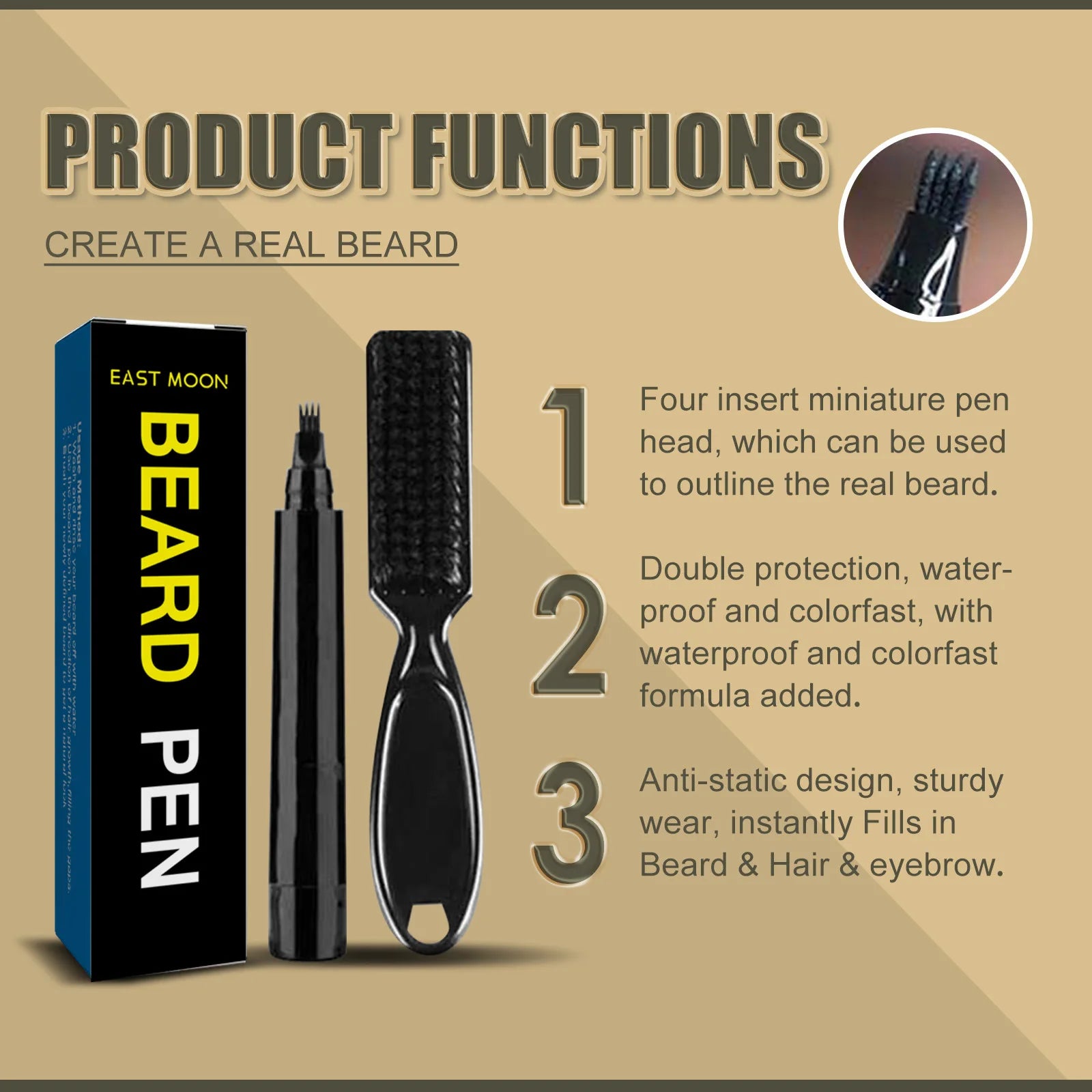 Waterproof Beard Enhancer Filler Pen