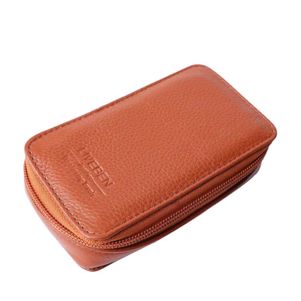 Luxurious Leather Travel Case for Double Edge Safety Razor and Wet Shaving Essentials
