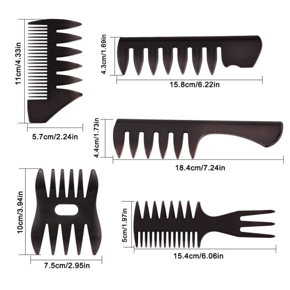Wide Teeth Beard Fork Styling Comb - 5 Pieces Set