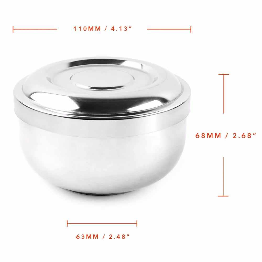 Stainless Steel Shaving Soap Bowl and Double Edge Razor Brush Stand
