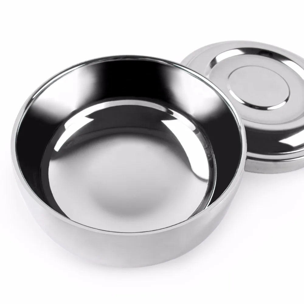 Stainless Steel Shaving Soap Bowl and Double Edge Razor Brush Stand