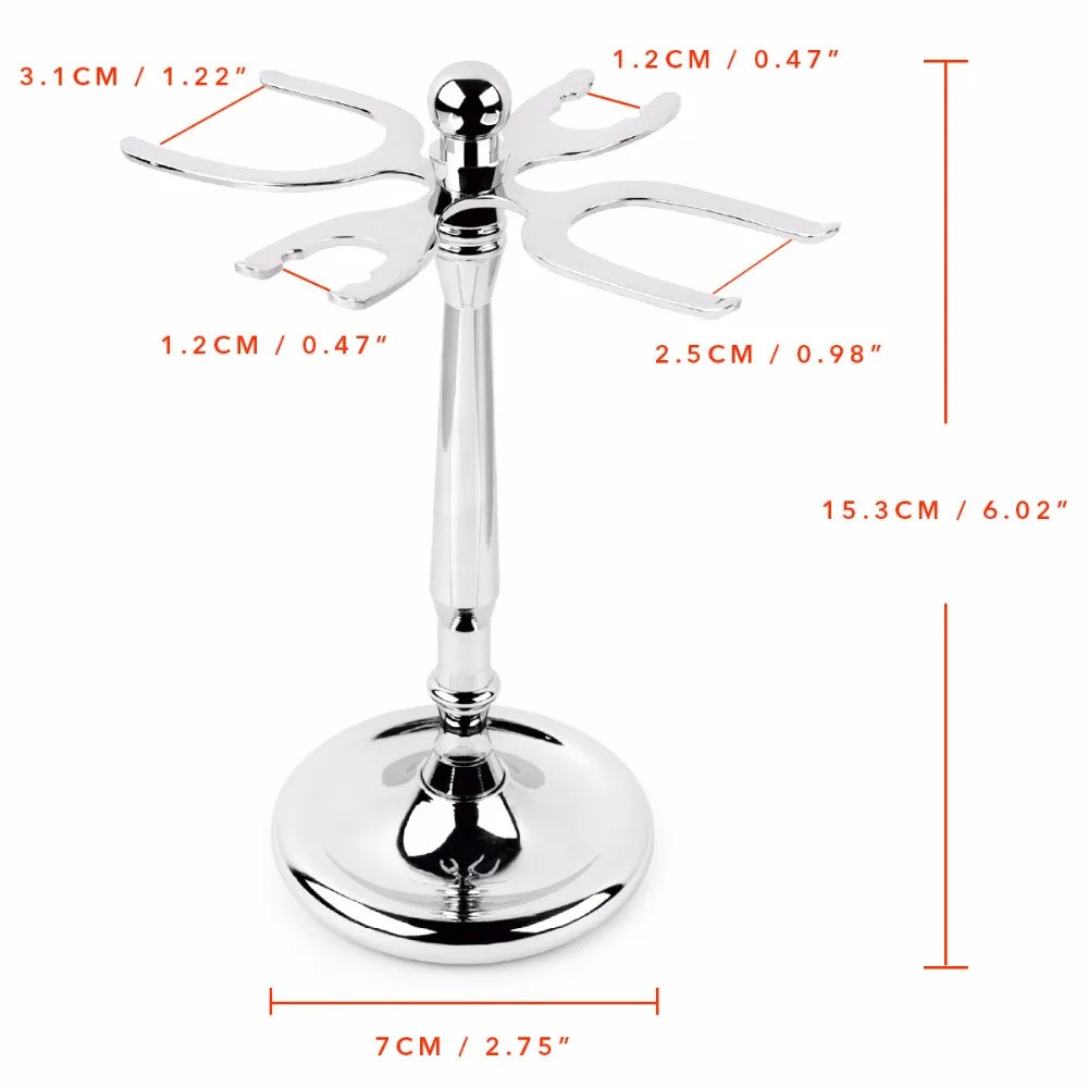 Stainless Steel Shaving Brush and Classic Safety Razor Stand Holder
