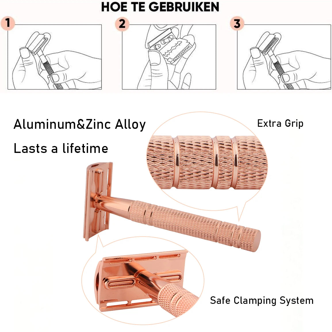 Retro Classic Sicherheitsrasierer aus Roségold